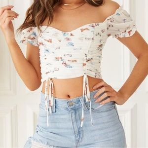 American Thread’s Stella Butterfly Mesh Cinched Top